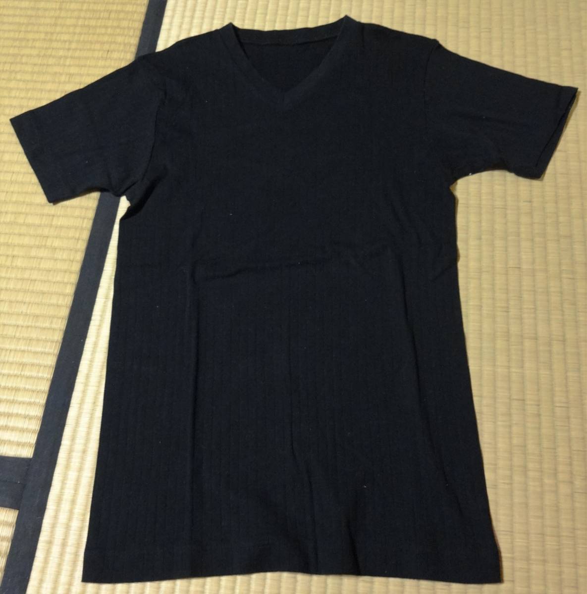 USED!TAKEO KIKUCHIの黒色VネックTシャツLサイズ(細身、後ろ首に文字入りタグ付き)拍卖