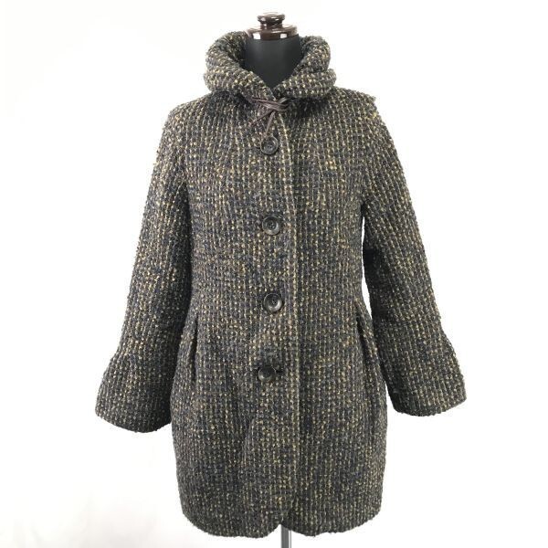 日本製★ファブリス/FABRICE★ボリュームカラー/ツイードコート【38/レディースM/茶/brown】Coats/Jackets◆BH283拍卖