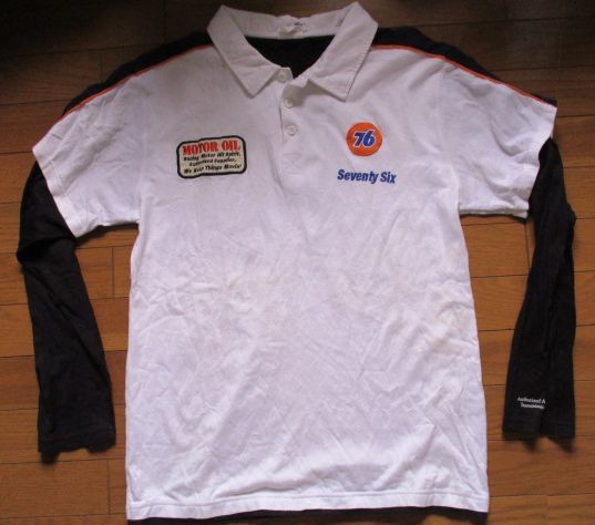 Lubricants 76 重ね着シャツ Lサイズ エンジンオイル ワッペン 刺繍 黄ばみ汚れ 白拍卖