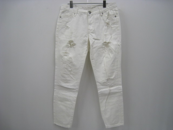 Heather ヘザー ホワイトデニム L 綿100% ダメージ加工 拍卖