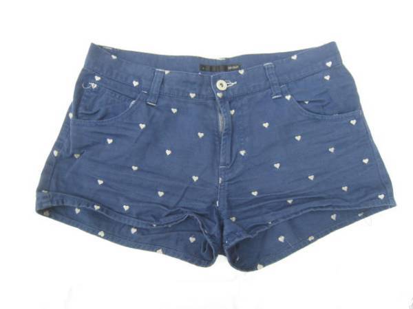 Heather ヘザー ショートパンツ ハート刺繍 L ネイビー 拍卖