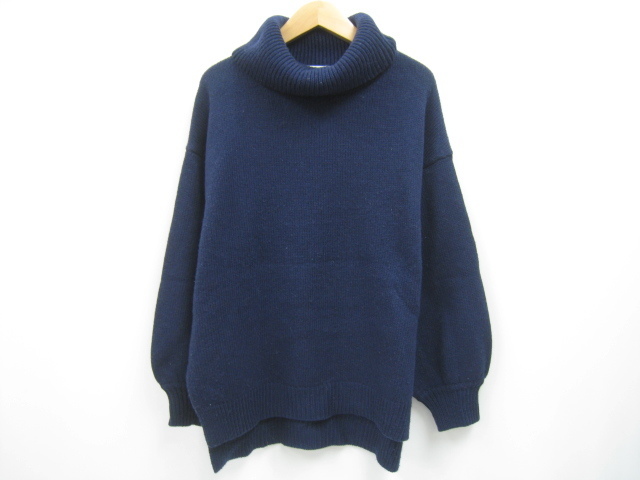 BAYFLOW ベイフロー ウール混 タートルネック プルオーバー ニット トップス ネイビー 紺 SIZE 3拍卖