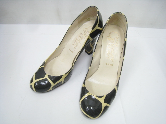 Vivier Ⅶ ⅩⅩⅩ セブントゥエルブサーティー キリン柄 ヒール パンプス ライトイエロー×ブラック 37拍卖