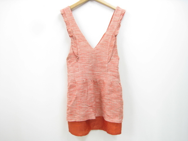 JILL JILL STUART ジル ジルスチュアート サロペットスカート ジャンパースカート ノースリーブワンピース 朱色~赤系 Sサイズ 拍卖