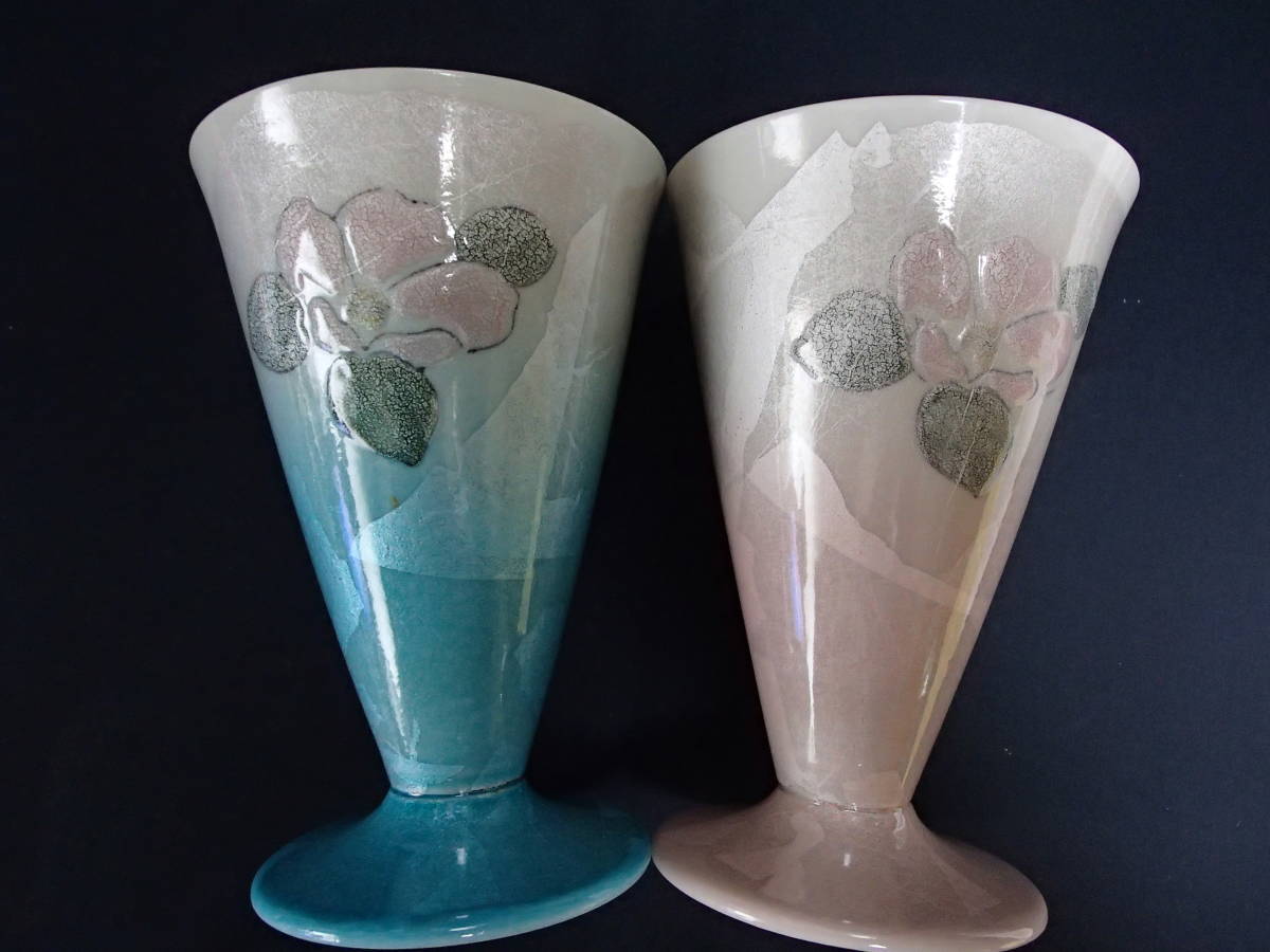 【九谷焼】【ペアー】【フリーカップ】【博峰】(たっぷり入る大きさ)【椿】未使用・箱なし・美品拍卖