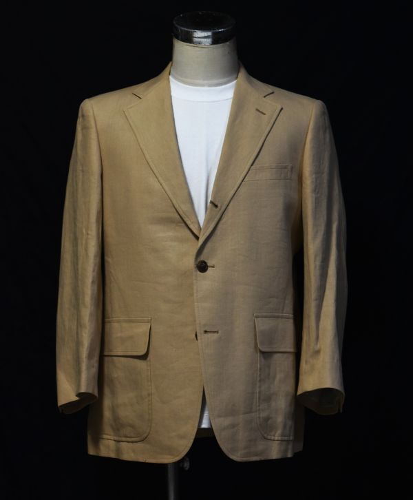 ★新品★定価53000円★ジェイプレス★JPRESS AUTHENTIC MODEL★ お洒落なベージュ、麻リネン素材の着心地良い 3釦段返りサマージャケット拍卖