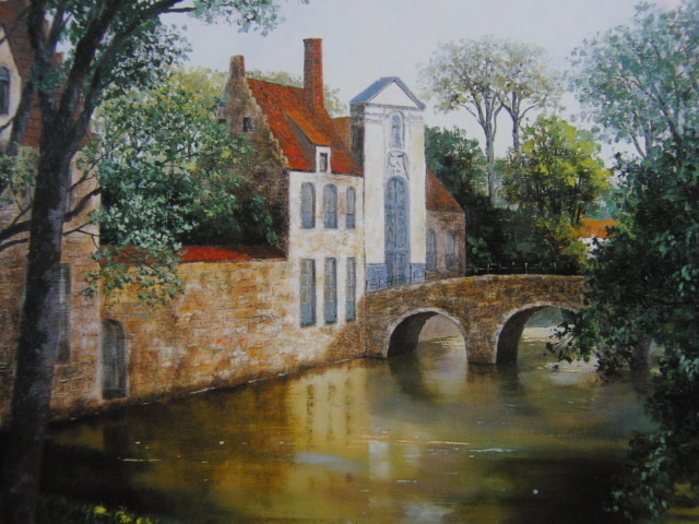 今関アキラコ、【ブルージュ】、希少な大判額装用画集より、美品、日本人画家、新品額装付、送料込み拍卖