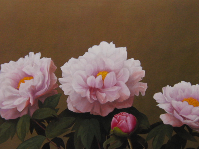 酒井優行、【牡丹】、希少な大判額装用画集より、美品、日本人画家、新品額装付、送料込み拍卖