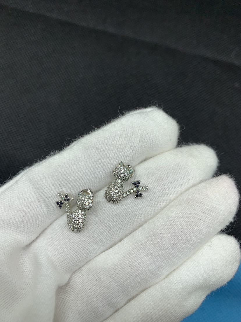 ジルコニアダイヤシルバー925 猫ピアス拍卖