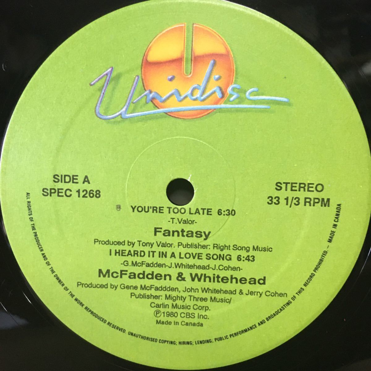 12' FANTASY / YOU'RE TOO LATE ☆ TEDDY PENDERGRASS / ONLY YOU拍卖