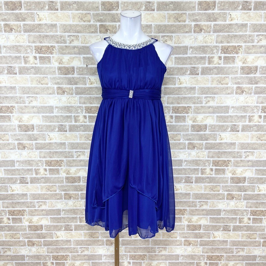 子供ドレス KiKi USA ワンピース 10 青系 ファスナー正常 カラードレス 発表会 イベント 中古10350拍卖