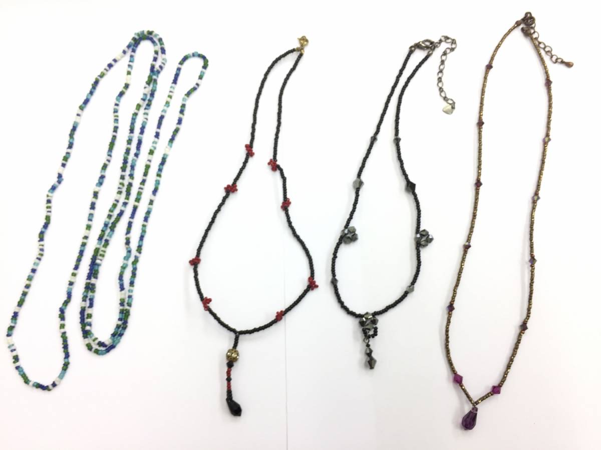 【ネックレス】4本セット 小粒なビーズ 繊細なデザイン 可愛い キラキラ 細身拍卖