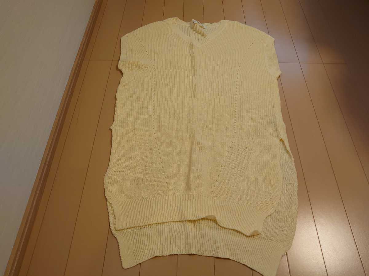 アズノウアズ ASKNOWAS サマーニットベスト 黄色 サイズ表記なし大きいサイズ新品未使用自宅保管品 肩幅ラグラン脇下112丈82センチ 拍卖