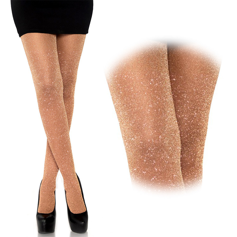 LEGAVENUE キラキラメタリックストッキング ローズ/ゴールド拍卖