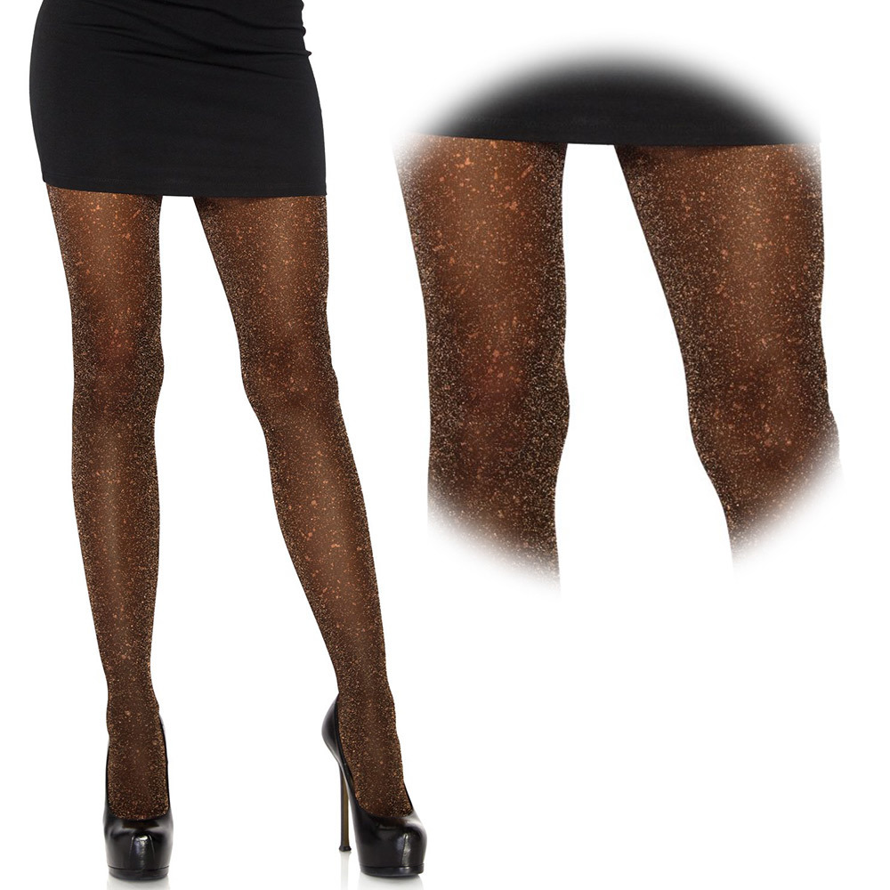 LEGAVENUE キラキラメタリックストッキング カプチーノ/黒拍卖