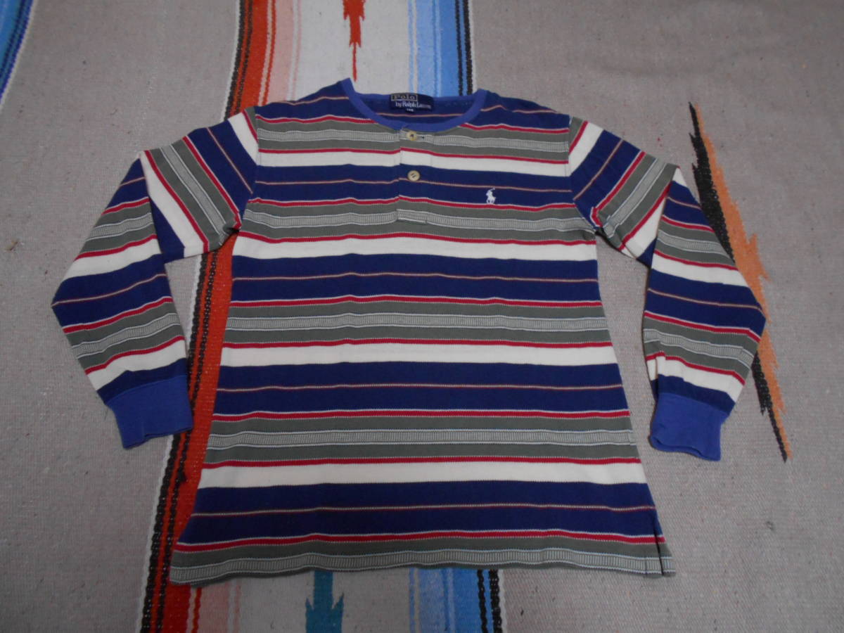 1990S POLO Ralph Lauren ラルフローレン コットン100% 鹿の子 ヘンリーネック ポロシャツ フットボール ビンテージ アイビーFOOTBALL拍卖