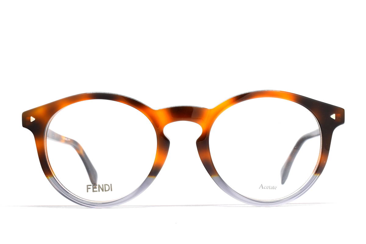 未使用品 FENDI FF 0236/F AB8 49-21 アジアンフィット ラウンド ボストン メガネ サングラス フレーム イタリア製 カールラガーフェルド拍卖