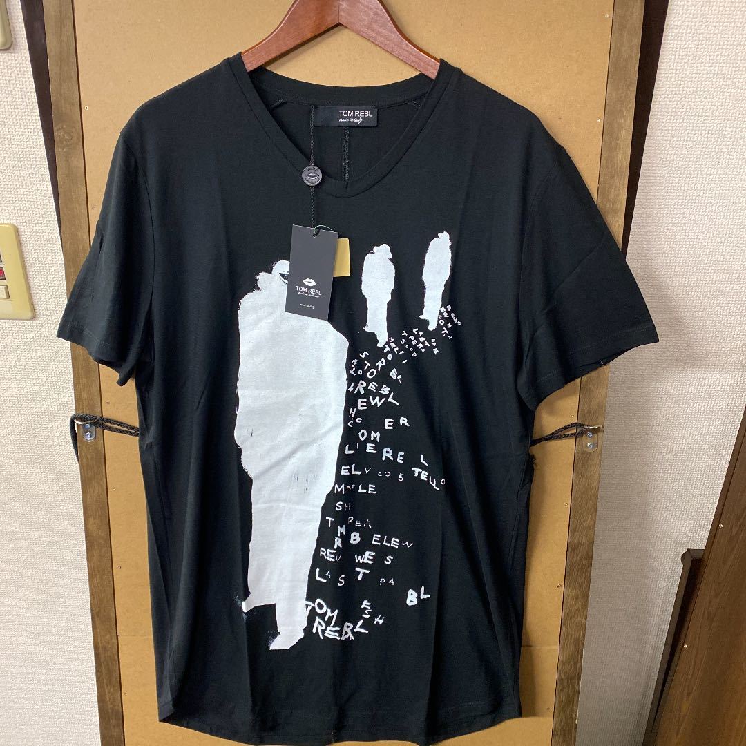 【新品】TOM REBL デザインプリントTシャツ Lサイズ BK拍卖