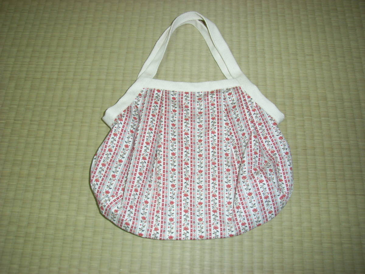 ハンドメイド★グラニーバッグ★手さげ★赤花柄拍卖