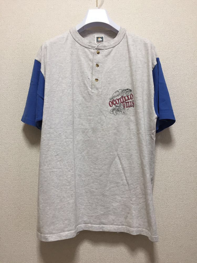 90's USAヴィンテージ ヘンリーネックTシャツ 半袖Tシャツ 袖切替T USA製 L 'OCOTILLO WELLS'拍卖