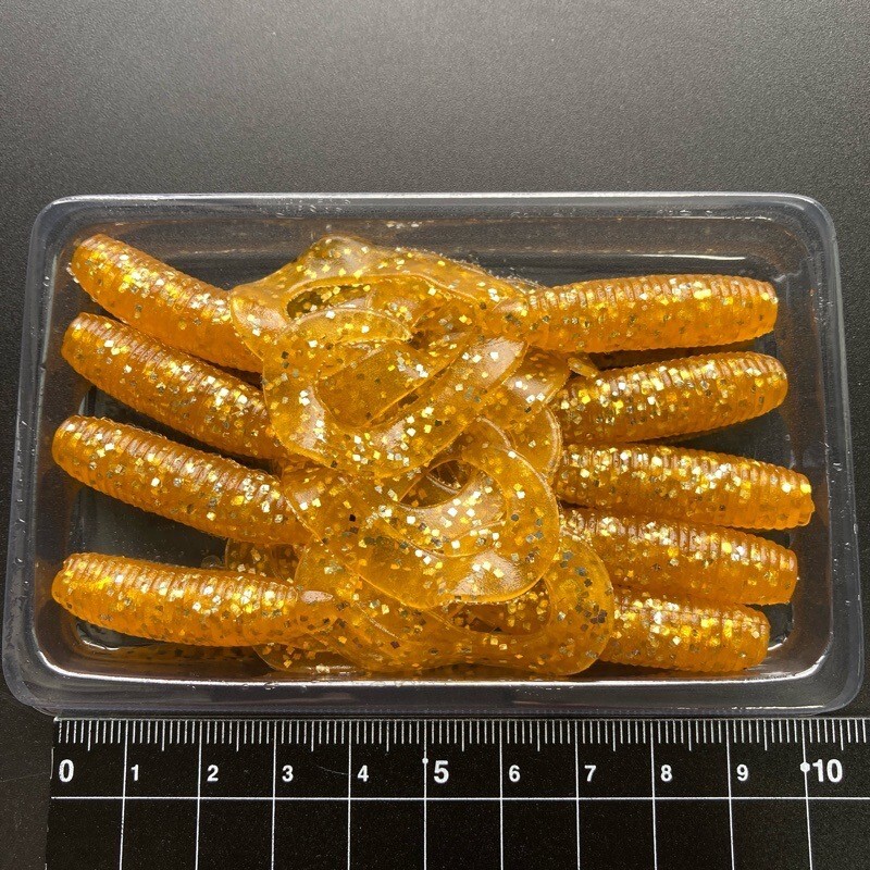 812304 ゲーリーヤマモト 4インチ ダブルテールグラブ 9本 GARY YAMAMOTO #168 クリアー/シルバー&ゴールドFLKのいい感じにヤケアリ拍卖