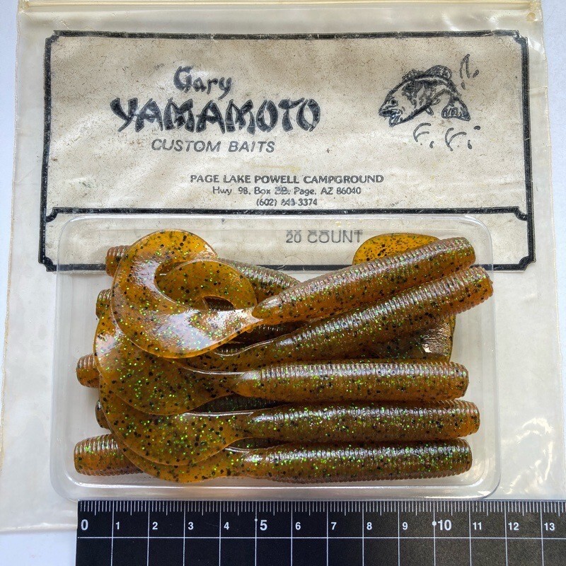 812364 ゲーリーヤマモト 6インチ ジャンボグラブ 10本 シングルテール GARY YAMAMOTO #196 パンプキン/グリーン&ブラックフレーク拍卖