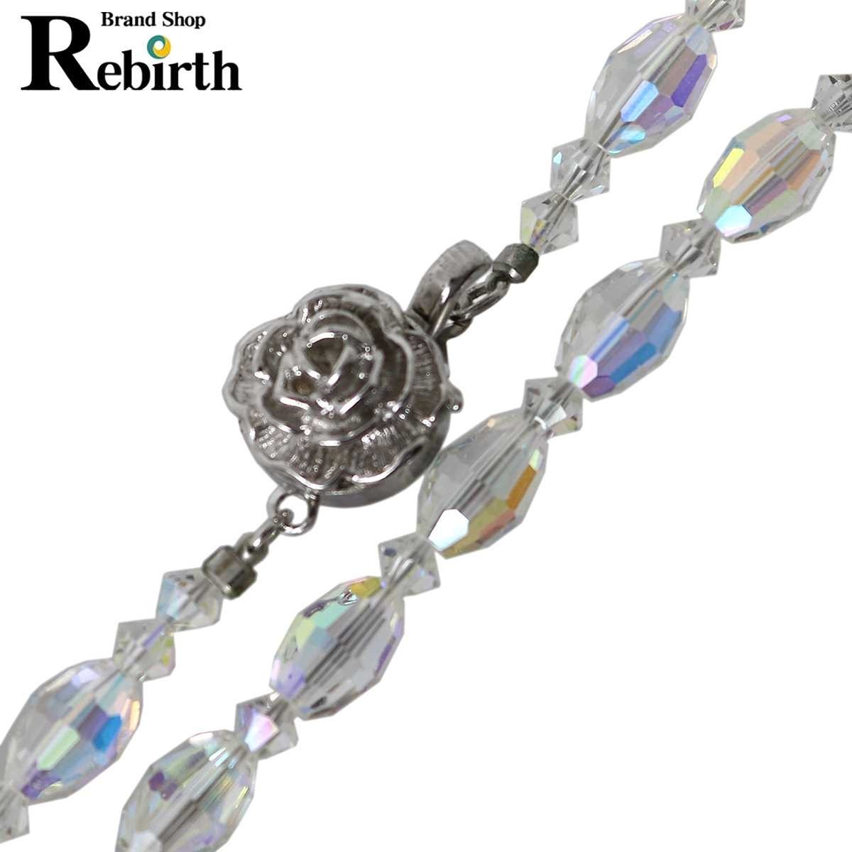 オーロララインストーン カットボール デザインネックレス 金具SILVER 首周り約42cm カットボール:6×9/3×4(mm) 重量21.2g NT拍卖