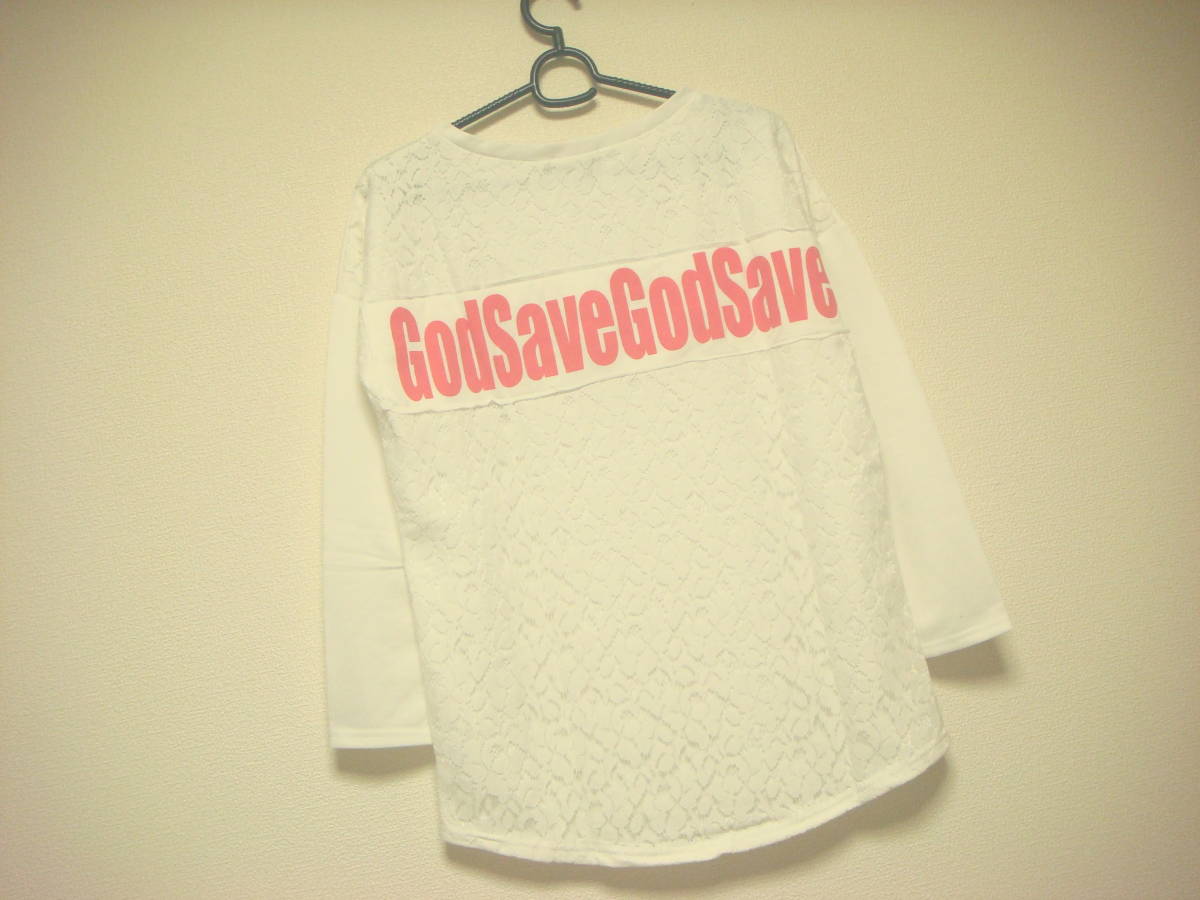 大きいサイズ バックレース プリント カットソー ホワイト タグ付き未使用 新品 XL LL3L拍卖