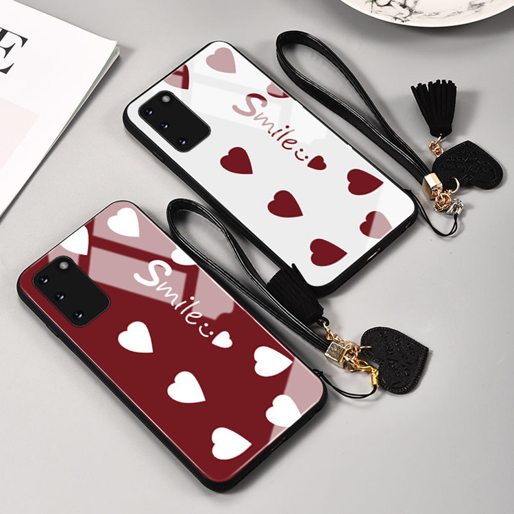 Samsung Galaxy S20+ ケース ギャラクシー s20+ ケース 6.7インチ SC-52A SCG02 背面カバー シリコン TPU LOVE Smile ストラップ付き拍卖