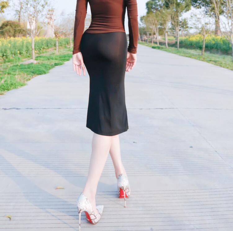 YT0618 レディーススカート☆  大人sexy☆   人気  美尻美脚  透け感   黒拍卖