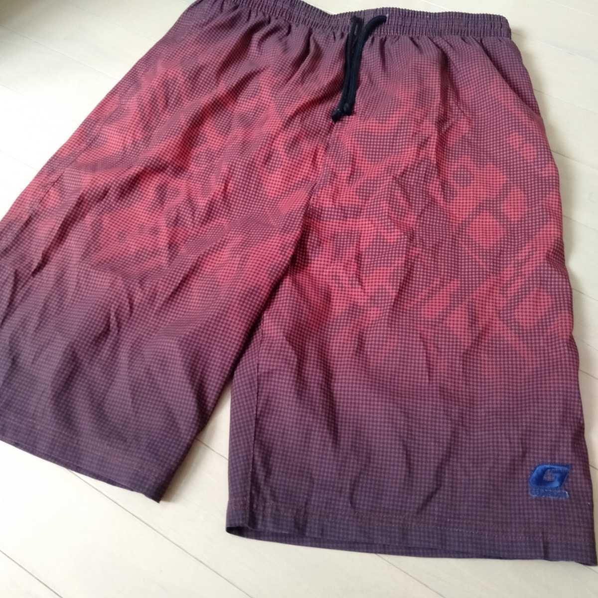 メンズ スイムウェア 千鳥柄 赤茶系 L ニッキー 丈60 水着 200617拍卖