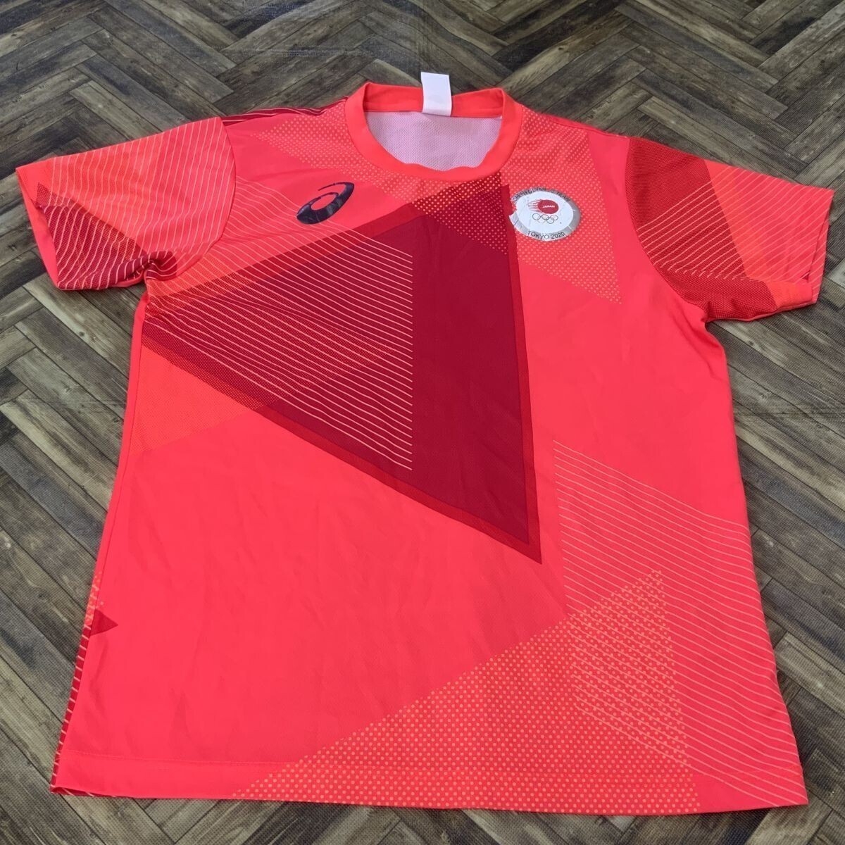 QS1523 asics アシックス オリンピック公式 半袖Tシャツ スポーツウェア JAPAN 日本代表 オレンジ メンズXL拍卖