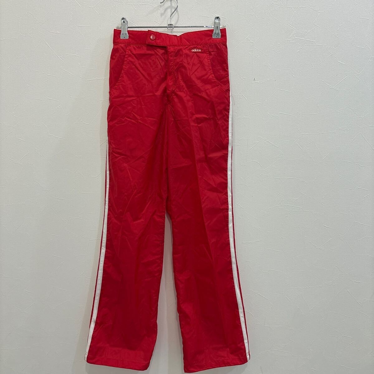 QY404 adidas アディダス 80's ヴィンテージ ナイロンパンツ 赤 レッド メンズM 古着拍卖