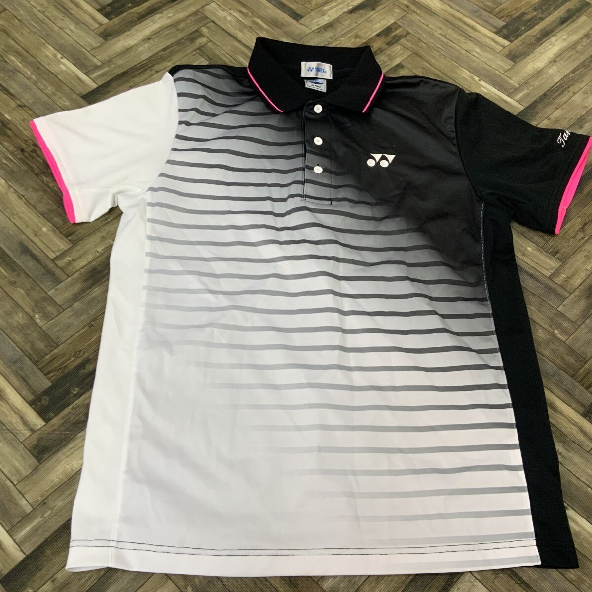 QS524 YONEX ヨネックス 半袖ポロシャツ スポーツウェア ブラック ホワイト メンズL拍卖
