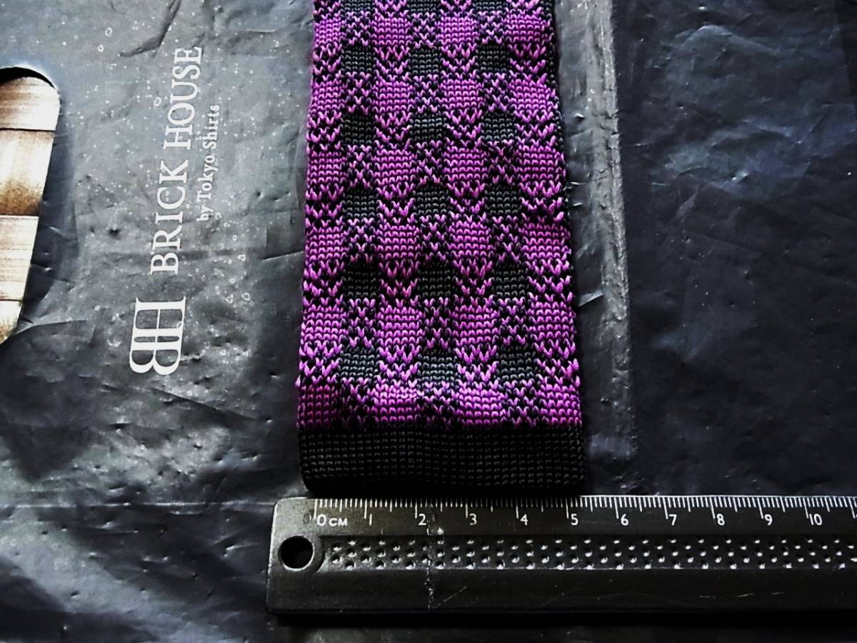 【美品 ニットタイ】0589 ブリックハウス「BRICK HOUSE」ネクタイ拍卖