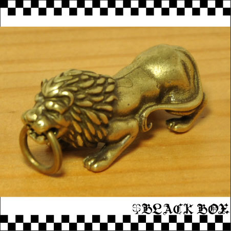 solid brass ソリッド ブラス 真鍮 生地 鋳物 鋳造 ライオン チャーム キーホルダー レザークラフト パーツ拍卖