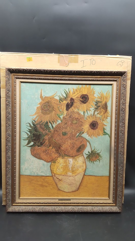 【模写】 油彩 静物画 複製画 額 (約)縦85㎝×横70㎝×厚み3.5cm拍卖