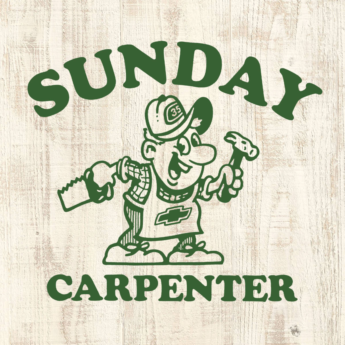 ■SUNDAY CARPENTER Tシャツ■Sサイズ(ホワイトxグリーン)拍卖