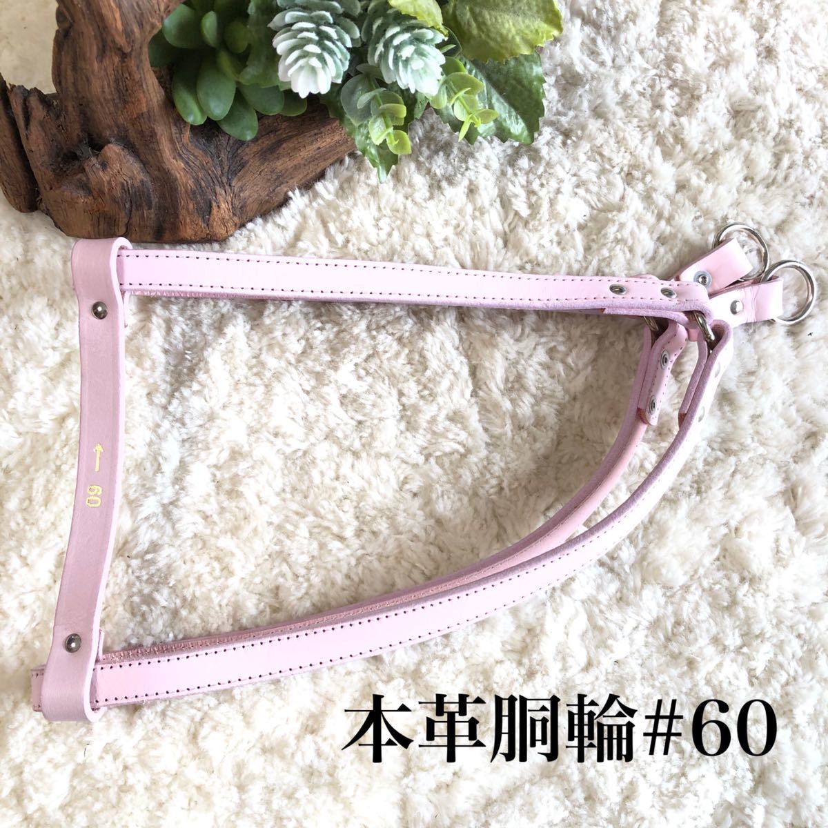 ★同梱お得★本革胴輪・中型犬#60・パステルピンク♪拍卖