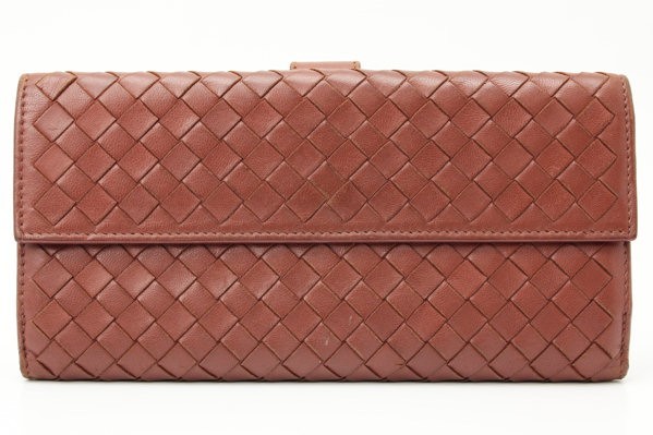 ボッテガヴェネタ◆Wホック長財布 134075 イントレチャート ブラウン レディース レザー◆91701拍卖