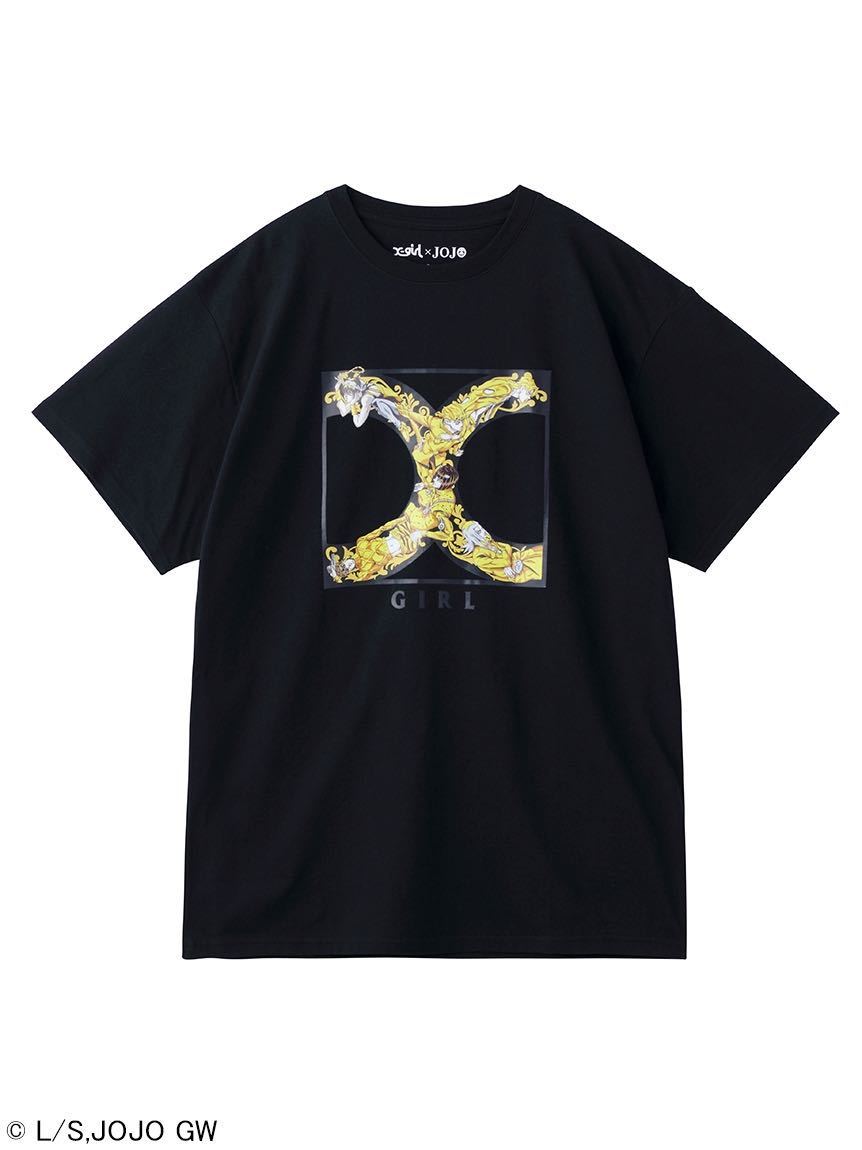 Lサイズ X-girl エックスガール X-GIRL X JOJO GOLDEN BOX LOGO S/S TEE Tシャツ 黒拍卖