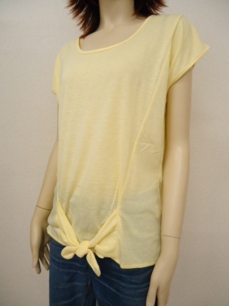 【KCM】ct17-7362100902-05■新品■【ANOTHER BRANCH/アナザーブランチ】前裾結びTシャツ イエロー系 サイズF拍卖
