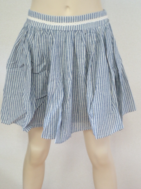 【KCM】sk5-7220470002-20■新品■【ANOTHER BRANCH/アナザーブランチ】ストライプサーキュラースカート ブルー系 サイズF拍卖