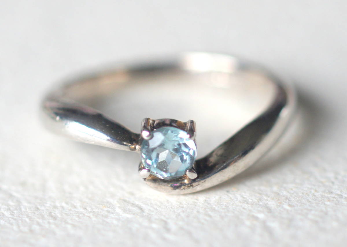 シルバー925製 水色石付きリング アクアマリン? サイズ約9号拍卖