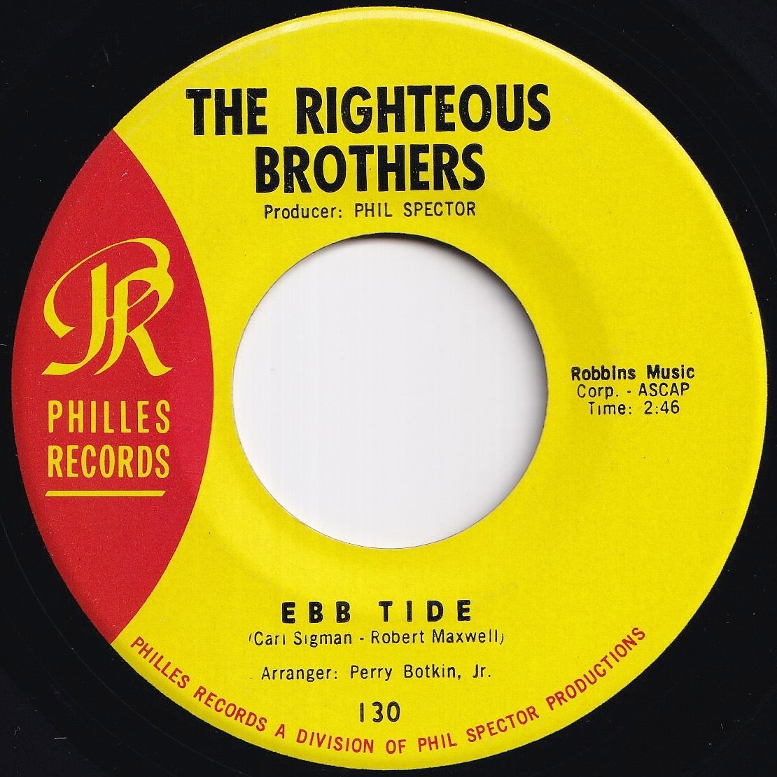 Righteous Brothers Ebb Tide / (I Love You) For Sentimental Reasons Philles US 130 211273 ロック ポップ レコード 7インチ 45拍卖