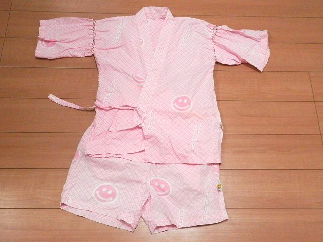 甚平 120サイズ 女児向き スマイル柄 総柄 ピンク拍卖