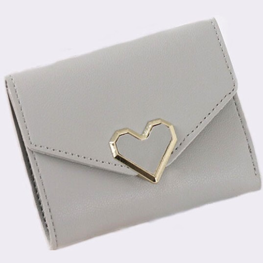 開運|可愛いハートの2つ折財布 レディース ショートウォレット グレー 高品質PUレザー 新品未使用 送料無料 即日発送拍卖