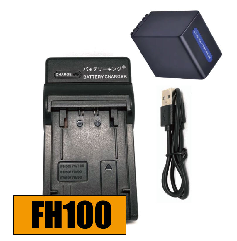 送料無料 バッテリー&充電器 SONY ソニー 急速充電器 NP-FH100 USB付き 急速充電器 AC充電対応 シガライター充電対応 互換品拍卖