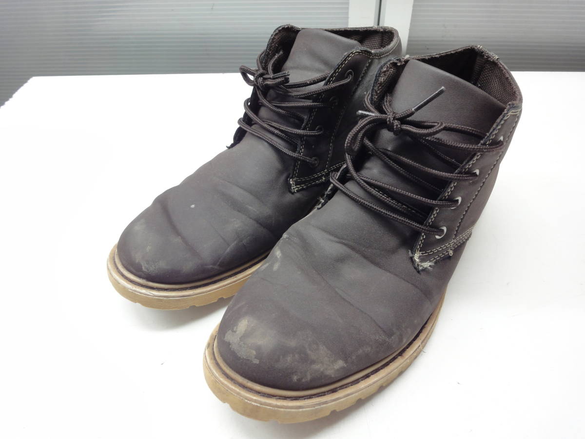 送料込◎isotope■25.5cm■レースアップ 編み上げ ショート ワークブーツ■BROWN/ブラウン/茶■#20617MK158_7拍卖
