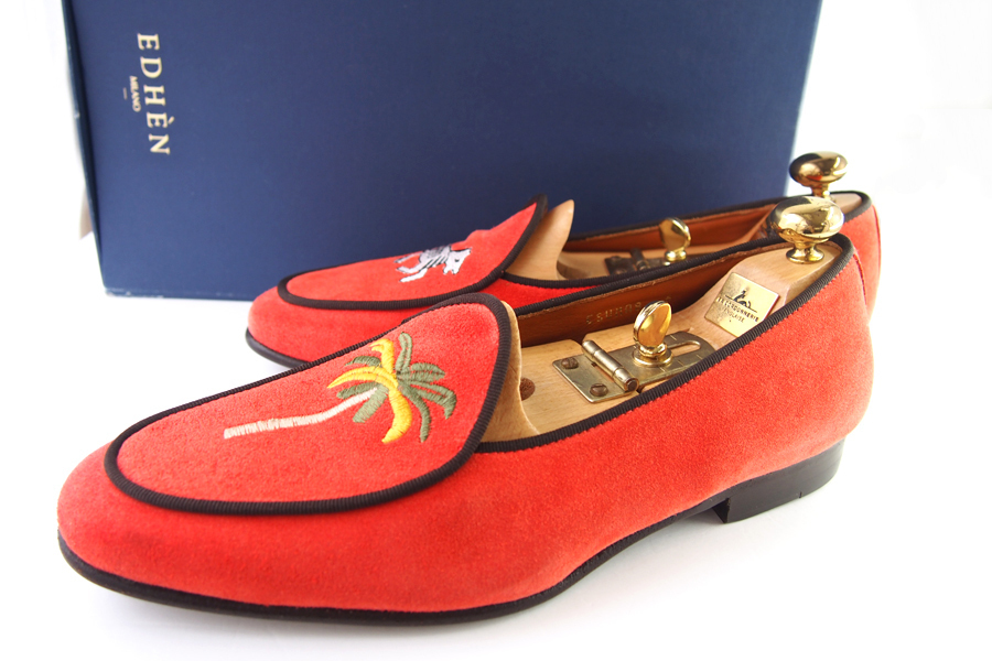 送料無料★新品|未使用|エデン|EDHEN MILANO|刺繍入りスエード素材ローファー|6拍卖